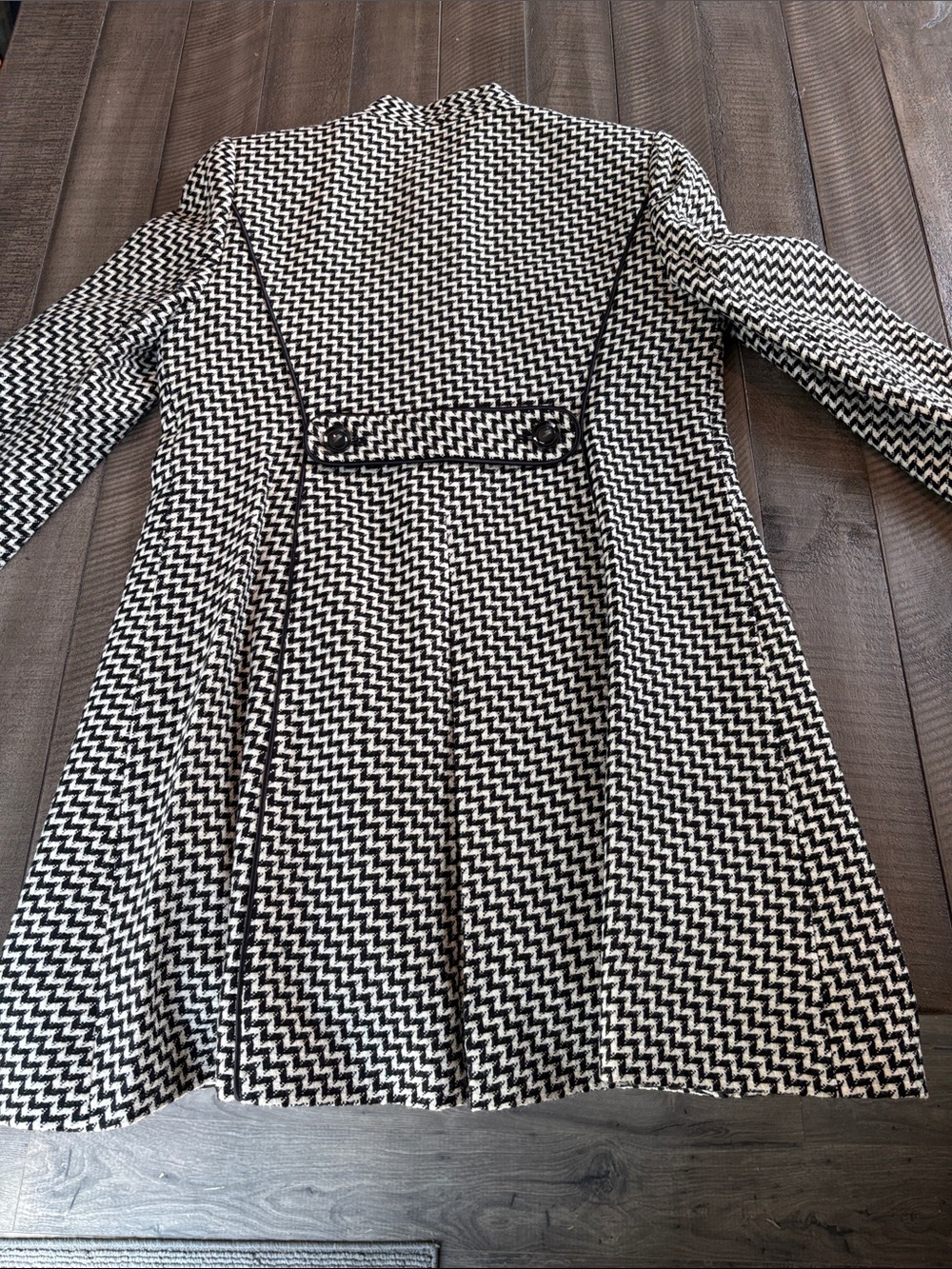 Madison Black & White Herringbone Pea Coat - Picture 6 of 7
